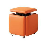 Pouf cube empilable 5 en 1 en cuir avec roulettes pivotantes, tabouret de maquillage multifonctionnel pour chambre à coucher, salon, salle à manger