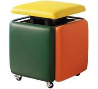 Pouf cube empilable en cuir avec roulettes pivotantes - Tabouret de maquillage multifonction pour chambre à coucher, salon, salle à manger - Sièges gigognes