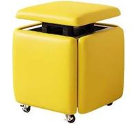 Pouf cube empilable en cuir avec roulettes pivotantes - Tabouret de maquillage multifonction pour chambre à coucher, salon, salle à manger - Sièges gigognes