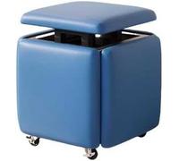 Pouf cube empilable en cuir gris avec roulettes pivotantes, tabouret de maquillage multifonctionnel pour chambre à coucher, salon, solution d'assise élégante et fonctionnelle