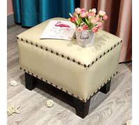 Pouf cube en bois massif tapissé de cuir pour salon, table basse, petit banc, 35,6 x 25,4 x 30,5 cm, design carré