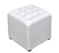 Pouf cube en cuir, banc carré en cuir, repose-pieds en bois massif pour salon, table basse polyvalente, 40 x 40 x 35 cm, décoration d'intérieur élégante