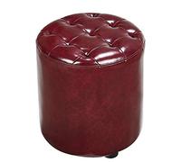 Pouf cube en cuir capitonné avec base en bois massif, banc carré élégant en cuir pour salon, table basse, 35 x 35 x 40 cm