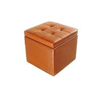 Pouf cube en cuir marron pliable carré rembourré avec repose-pieds doux pour salon, design matelassé polyvalent, décoration d'intérieur