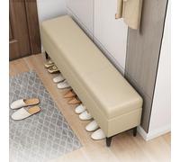 Pouf cube en similicuir avec pieds (60 cm) pour entrée et salon Beige Jaune