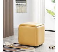 Pouf cube gigogne 5 en 1 avec roulettes, repose-pieds empilables, imitation polyuréthane, petit repose-pieds carré pour salon et salle à manger, 45 x 45 x 45 cm