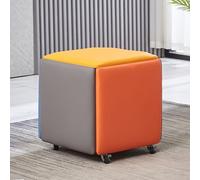 Pouf cube gigogne 5 en 1 en cuir synthétique, assise empilable avec roulettes pivotantes, repose-pieds mobile pour salon et salle à manger (35,6 x 35,6 x 38,1 cm, cuir9)