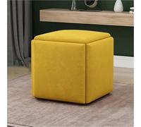 Pouf Cube gigogne 5 en 1, Fauteuil carré empilable, canapé et Repose-Pieds Convertible pour Salons et Petits espaces - Idée créative (Jaune, 45 x 45 x 46 cm)
