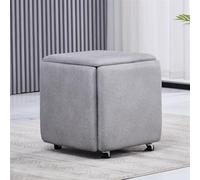 Pouf Cube gigogne 5 en 1, siège Pouf empilable, Repose-Pieds de Salon avec roulettes, Pouf empilable 35,5/45,5 cm, poufs empilables en Tissu Technique, idée créative (argenté 40 cm de profon