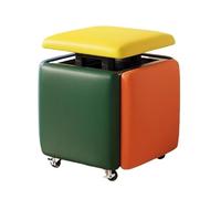 Pouf cube multifonction 5 en 1 en cuir avec roulettes pivotantes, tabouret gigogne empilable pour chambre à coucher, salon et salle à manger - Solution de maquillage colorée