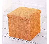 Pouf Cube Orange capitonné, Pouf de Rangement Pliable, Petit Repose-Pieds, Banc à Chaussures pour Couloir ou Chambre d'étudiant - 30 x 30 x 30 cm, décoration intérieure
