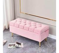 Pouf Cube Rangement Moderne Souple Rembourré Capitonné avec Repose-Pieds Pouvant Servir Banc Chaussures Coffre D'entrée Tabouret Maquillage Etc(Pink,80x40x45cm)