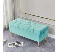 Pouf Cube Rangement Moderne Souple Rembourré Capitonné avec Repose-Pieds Pouvant Servir Banc Chaussures Coffre D'entrée Tabouret Maquillage Etc(Light Green,60x40x45cm)