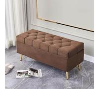 Pouf Cube Rangement Moderne Souple Rembourré Capitonné avec Repose-Pieds Pouvant Servir Banc Chaussures Coffre D'entrée Tabouret Maquillage Etc(Coffee,80x40x45cm)