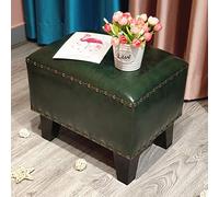 Pouf cube rembourré en cuir avec base en bois massif, petit banc pour salon, table basse, repose-pieds carré en cuir, 35,6 x 25,4 x 30,5 cm