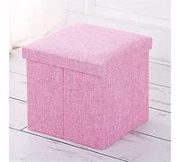Pouf Cube Rose capitonné, Pouf Pliable avec Coffre de Rangement et Petit Repose-Pieds, idéal pour Les couloirs et Les Chambres d'étudiants - 30 x 30 x 30 cm - Décoration élégante
