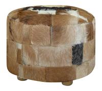 Pouf Cuir de Chèvre Rond Repose-Pied Tabouret de Salon Siège Couloir vidaXL