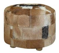 vidaXL Pouf Cuir véritable Rond 50 x 50 x 45 cm
