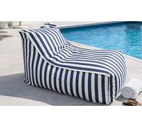 Pouf d’extérieur Bologne rayé déperlant et anti-UV de Kocoon : 1 / Bleu / 55 x 65 x 35 cm