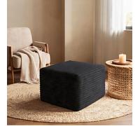 Pouf d'appoint rectangulaire en tissu velours côtelé deep black 65x60 cm style épuré pour salon