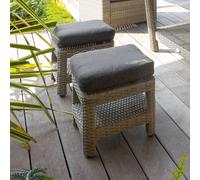 Pouf de jardin carré POLYNÉSIA Havane Aluminium traité époxy, Résine tressée synthétique, Polyester Hespéride