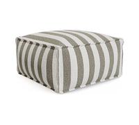 Pouf de jardin en tissu bouclette - Rayé blanc et beige - NOUMARA de MYLIA
