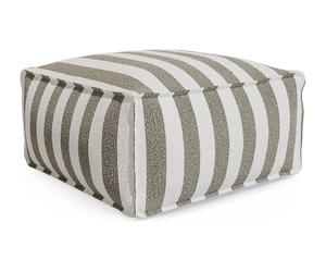 Pouf de jardin en tissu bouclette - Rayé blanc et beige - NOUMARA de MYLIA