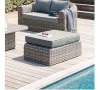 Pouf de jardin ""Mooréa"" terre d'ombre en aluminium traité époxy et résine tressée - Hespéride