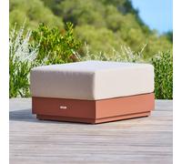 Pouf de jardin rectangulaire ALLURE Beige / Acajou 78 x 65 42 cm - Polyester, Aluminium traité époxy, Polyester Hespéride
