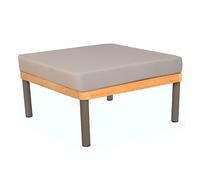 Pouf de jardin Teck et aluminium - Kallysta- L.75 x l.75 x H.40 cm