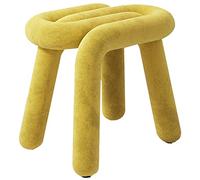 Pouf de luxe en velours avec repose-pieds en acier au carbone pour chaise de maquillage, tabouret élégant pour chambre à coucher et salon de type B, couleur jaune - Confort et élégance.