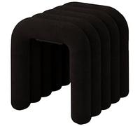 Pouf de luxe en velours avec repose-pieds en acier au carbone pour chambre à coucher et salon de type A Noir Élégant et durable