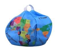 Pouf de rangement 2025, housse de pouf de 66 cm avec fermeture éclair, grande carte du monde, volley-ball, noir, 8 sacs imprimés pour jouets en peluche pour enfants, jeu
