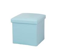 Pouf de Rangement 30cm Banc à Chaussures Pliable avec Couvercle Repose-Pieds cubique Cuir synthétique capacité de Charge 100 kg pour entrée Salon Chambre (Bleu)