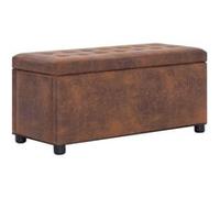 vidaXL Pouf de rangement 87,5 cm Marron similicuir daim
