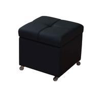 Pouf de rangement à roulettes en cuir avec plateau relevable, petit banc à chaussures pour entrée, repose-pieds rembourré avec rangement, beige gris, 32 cm