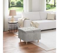 vidaXL Tabouret bouton avec coussin Gris clair 60 x 60 x 45 cm Velours