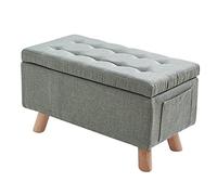 Pouf de rangement avec coussin rembourré, banc de rangement rectangulaire de grande capacité, extrémité de lit robuste avec pieds en bois