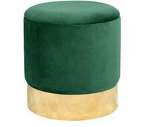 AKORD | Pouf en Velours Golden | Tabouret de Pied | Rangement pour Petits Objets | Moderne | Velours Rembourré | Pouf Déco | Fond Métallique | pour Le Salon & la Chambre | Bouteille Vert