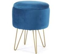 Pouf de Rangement avec Couvercle AKORD LILI velour colour Bleu hauteur 45 cm Bleu