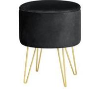 Pouf de Rangement avec Couvercle AKORD LILI velour colour Noir hauteur 45 cm Noir