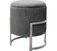 Pouf de Rangement avec Couvercle AKORD PORTO velour couleur Gris Graphite hauteur 46 cm