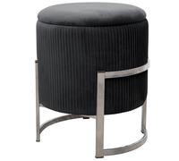 Pouf de Rangement avec Couvercle AKORD PORTO velour colour Noir hauteur 46 cm