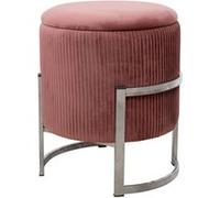 AKORD | Pouf en Velours Porto | Tabouret de Pied | Rangement pour Petits Objets | Moderne | Velours Rembourré | Pouf Déco | Fond Métallique | pour Le Salon & la Chambre | Rose
