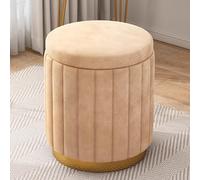 Pouf de rangement avec couvercle amovible, repose-pieds en peluche et base en métal doré - Décoration élégante et fonctionnelle pour salon, chambre à coucher ou dortoir