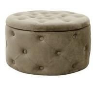 Pouf de Rangement avec Couvercle matelassé AKORD ALIA velour colour Beige hauteur 30 cm