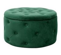Pouf de Rangement avec Couvercle matelassé AKORD ALIA velour colour Vert Bouteille hauteur 30 cm Vert Bouteille