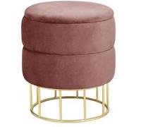 Pouf de Rangement avec Couvercle matelassé AKORD ELZA velour colour Rose hauteur 42 cm