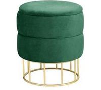 AKORD | Pouf en Velours Elza | Tabouret de Pied | Rangement pour Petits Objets | Moderne | Velours Rembourré | Pouf Déco | Fond Métallique | pour Le Salon & la Chambre | Bouteille Verte