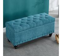 Pouf de rangement - Banc à chaussures rectangulaire touffeté et repose-pieds pour chambre à coucher et salon, meubles fonctionnels (78,7 x 40,6 x 45,7 cm)